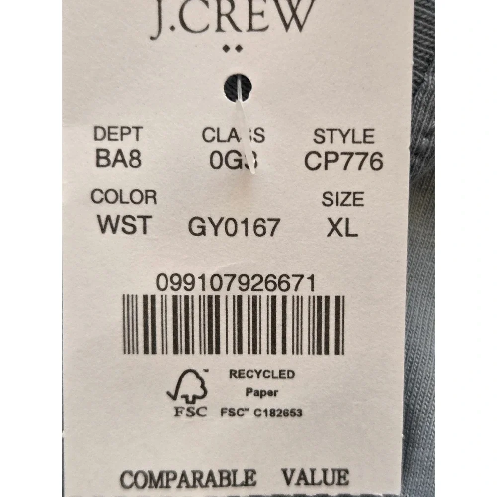 J. Crew Essential Tee Cotton Mens XL‎ Blue Gray NWT $49 CP776